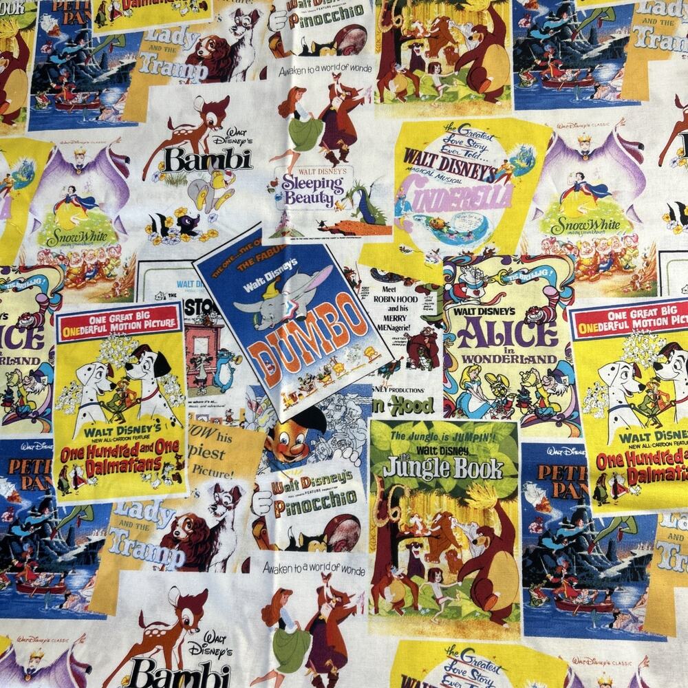 Disney Classic Movie Posters Fabric 2019 Springs Creative CP57580 1 Yard 44”x36"